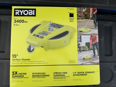 #ad Ryobi 15 in. 3400 PSI Gas Pressure Washer Surface Cleaner with Caster Wheels New $75.00