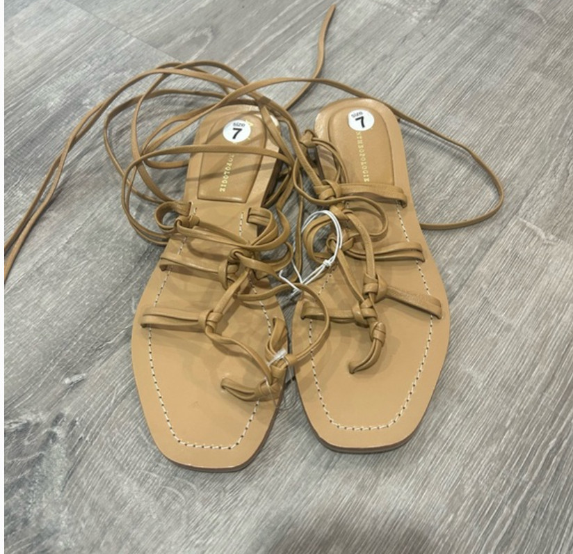 Anthropologie Tie Knot Strap Gladiator Nude Tan Sandals Size 7