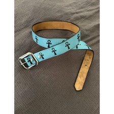 Vtg Y2K Handmade Ank Blue Belt Leather Mens Grunge Punk Streetwear Goth