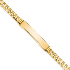 14k Yellow Gold Solid Plate Curb Link Chain 38x7.5mm Plate ID Bracelet 7"