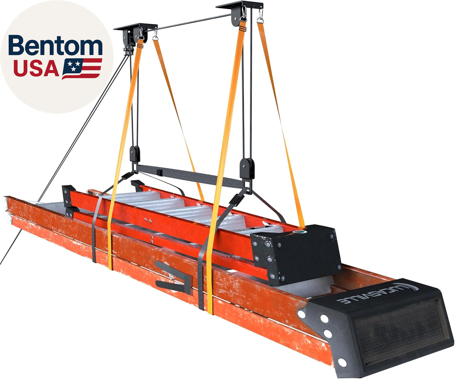 Ceiling Ladder Hoist, Heavy Duty Pulley System for Garage St