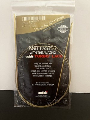 addi Turbo  LACE Circular Knitting Needles Skacel US 000 (1.5mm) 40 inch 80cm