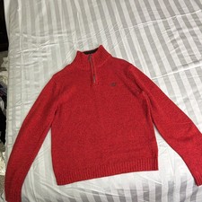Chaps Boys L 14/16 Red Heather Quarter Zip Pullover Sweater Cotton Blend.