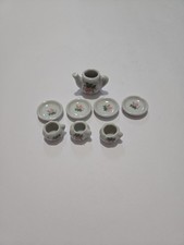 Miniature Painted Porcelain Floral Tea  Coffee Set, 1:12 Scale, Dollhouse Decor