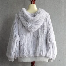 2025 Winter Hooded Rabbit Fur Grass Coat Handmade Rabbit Fur Thick Coat Jackets