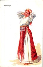 Vintage Siebenbürgen Folk Costume Postcard by Karpelus 1903