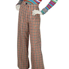 70s Vintage High Waisted Hippie DIsco GoGo Bell Bottom Flare Plaid Check Pants