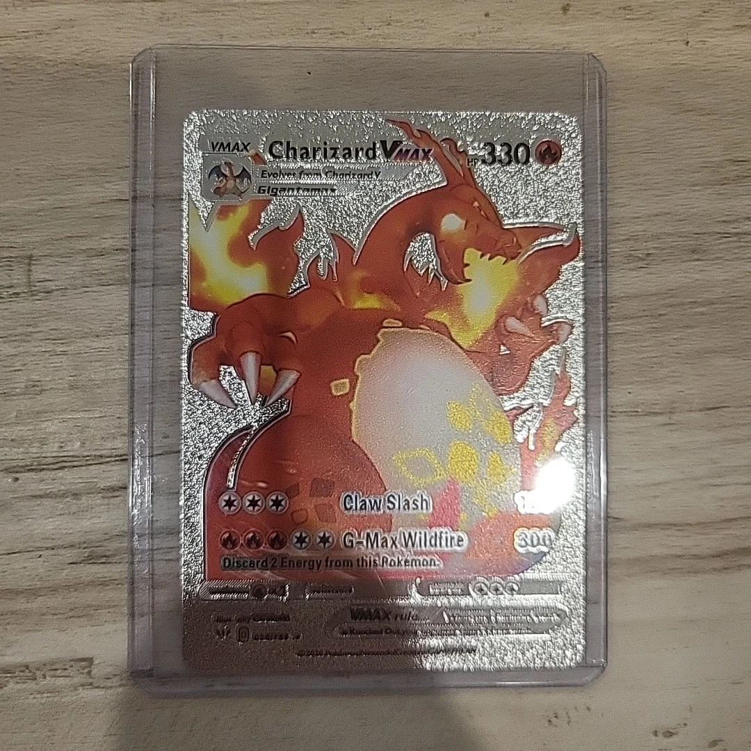 Collectable Pokemon Charizard VMAX 020/189 Silver Metal Foil Card