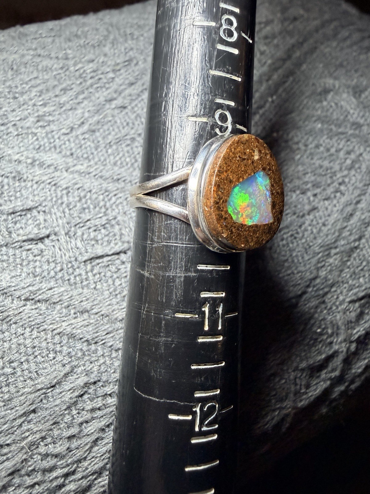Solid Australian Boulder Opal Ring 925 Silver Siz… - image 23