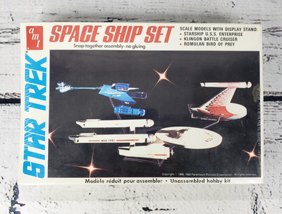 #ad AMT 1983 Star Trek Space Ship Set Snap together Assembly Model Kit #6677 Sealed $24.99