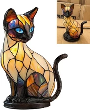 3D Table Lamp Stained Glass Cat Lamp Decorative Resin LED Night Light Fun Gift