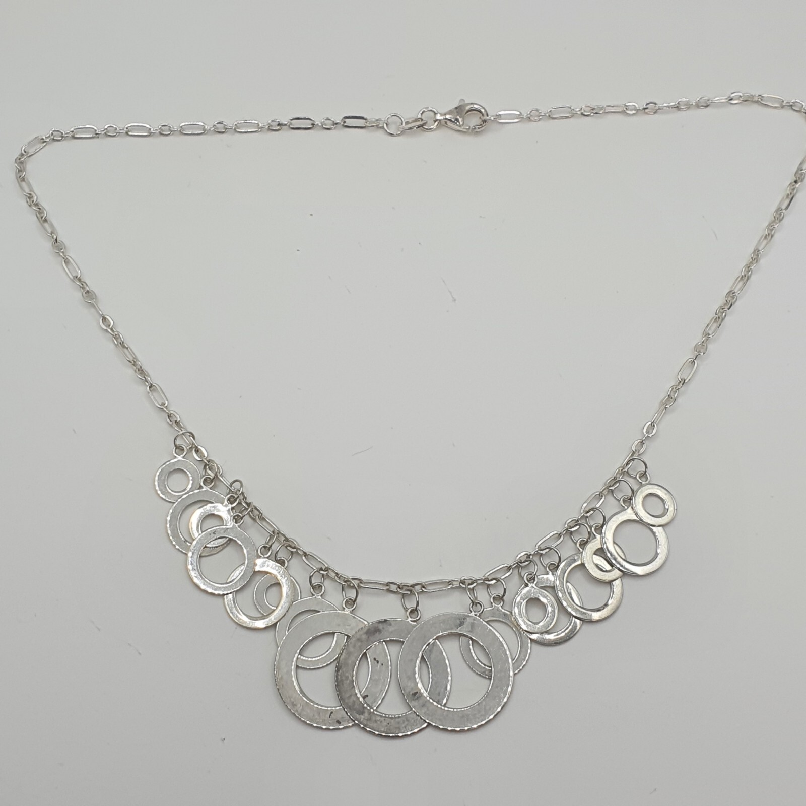 Photo 2 of 925 Sterling Silver Necklace With Circles On 16inch Chain, N35