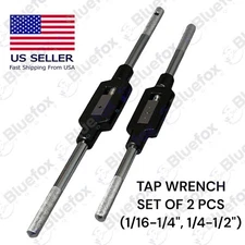 2 Pcs Adjustable Tap Wrench Handle Tap Handle Ratcheting Tap 1/4"-3/4",1/16-1/4"