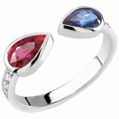 2ct Simulated Blue Sapphire Engagement Ring Open Birthstone 9k White Gold Plated