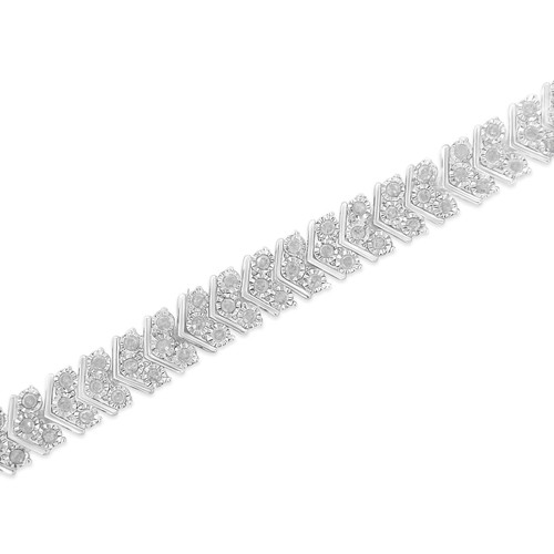 2.0 Carat Diamond Nested Chevron Link Tennis Bracelet in Sterling Silver 7" - Picture 4 of 8