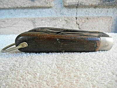 Vintage Kutmaster Utica NY Linesman Electricians Knife WOOD