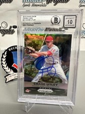 CHASE UTLEY 2015 PANINI PRIZM CAMO /199 SIGNED BASEBALL ON CARD-BECKETT BGS 10