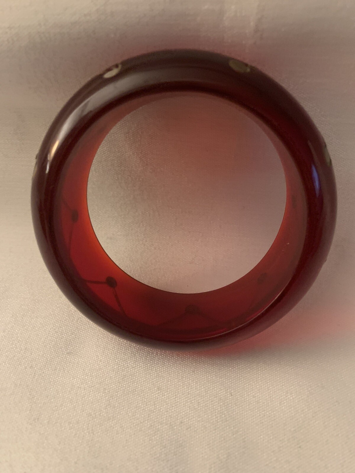 Vintage Rare Ruby Red Bakelite Bangle Bracelet Br… - image 3
