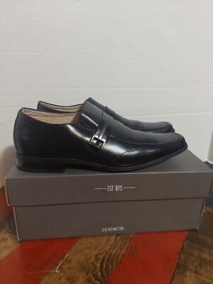 Stacy Adams Moc Toe Black Leather Dress Shoes Men\'s 12 w/ Monk Strap 24692-001 Stacy Adams BEAU Mens Dress Black Leather Slip On Moc Toe  main image 4