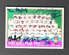 1976 Topps Card #384 1975 Philadelphia Phillies Signed Team Card 8 Autographs