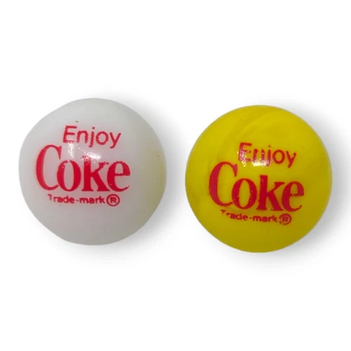Vintage Coca Cola Marbles Red / Yellow & Red / White Marble Enjoy Coke Lot of 2