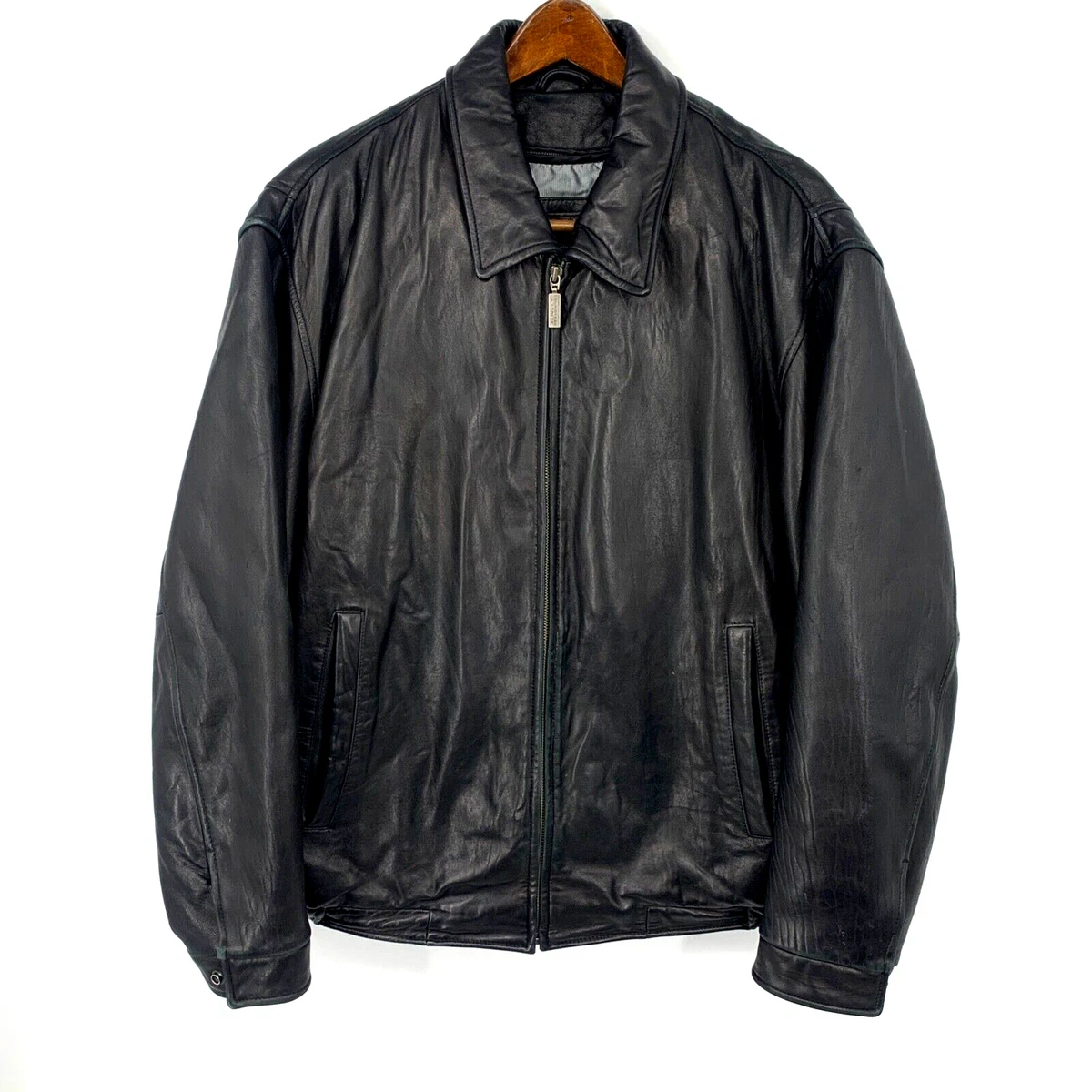 Roundtree and yorke clearance men's leather bomber jacket