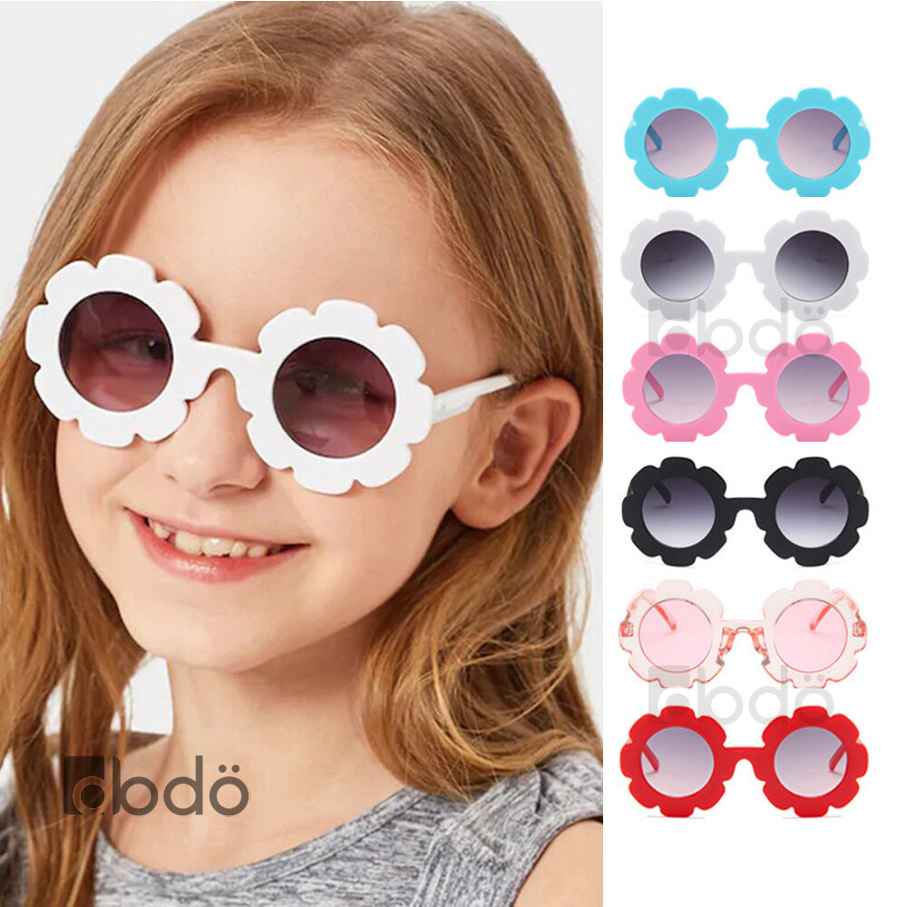 Kids Girls Baby Children Flower Shaped Cute Round Sunglasses