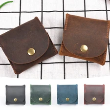 Portable Mini Wallet Genuine Leather Coin Purse Earbuds Earphone Holder Pouch