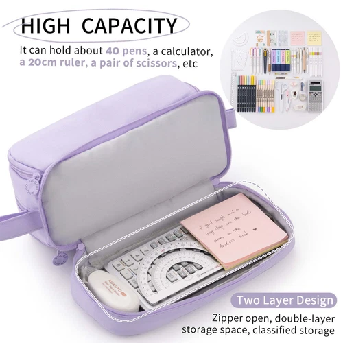 Pencil Case, Pen Pouch Large Capacity, Stationery Box Makeup Bag School Student - Picture 4 of 7