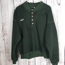 Vintage Columbia 1/4 Button Fleece Pullover Made In USA Size XL Black Green