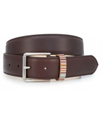 Paul Smith Uomo Marrone Firma Righe Custode Pelle Cintura Misura 30