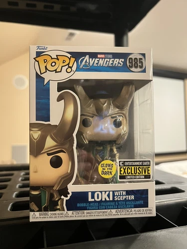 Loki with Scepter Funko Pop! #985 with Protector - Glow GITD - The Avengers