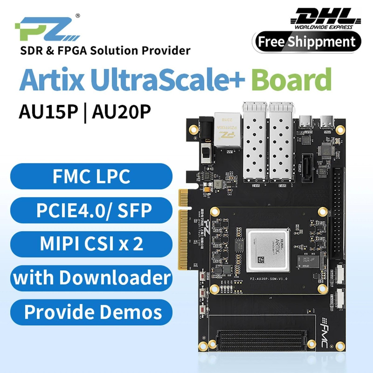 Puzhi PZ-AU15P-KFB FPGA Development Board Xilinx Artix UltraScale+