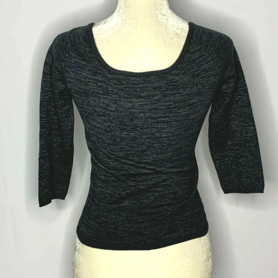 Suéter Top Tejido Recortado Betsey Johnson Vintage Años 90 S Negro Brillo Cuello Redondo Foto 4 de 4