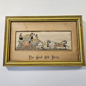 Antique Silk Woven Stevengraph Good Old Days Framed W Package Cover On Back