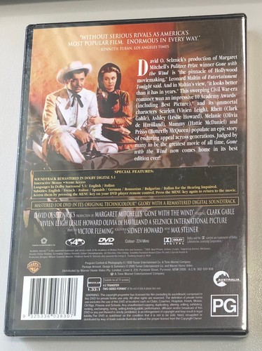 new sealed GONE WITH THE WIND classic RARE DVD clark gable vivien leigh DELETED - Bild 2 von 3