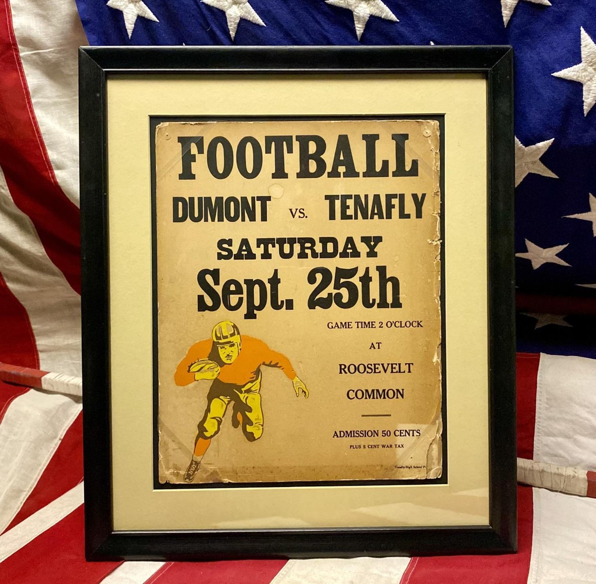 Vintage 1930s Tenafly vs Dumont H.S.Football Game Ad Poster New