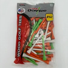 Pride Sports Golf Tee 2 & 3/4" 90 Count Green Orange White Wood Tees Multicolor