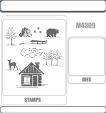 WOODLAND SCENERY Stamp and Metal Cutting Dies for DIY Handmade Cards Scrapbook