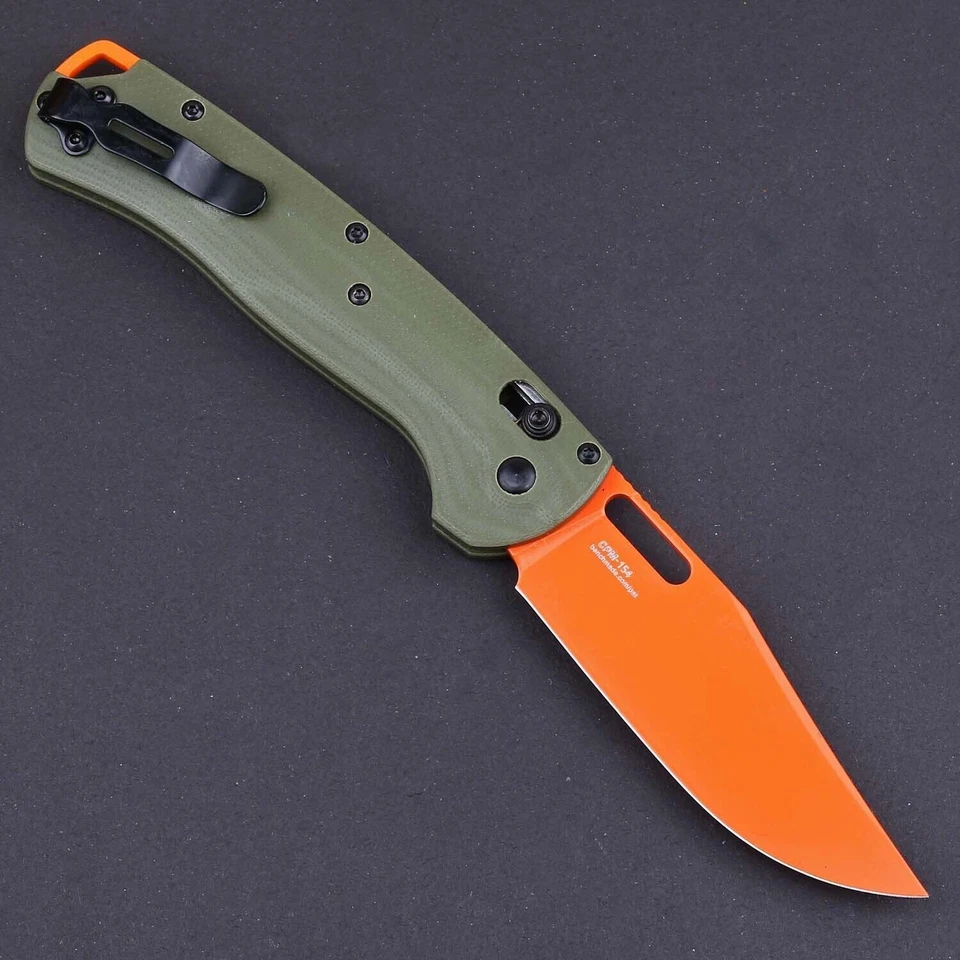 Cuchillo Plegable Exterior Bolsillo EDC Verde Mango G10 Bloqueo Eje Hoja Color Naranja Foto 2 de 4