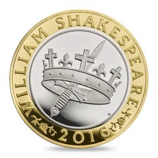 RARE - William Shakespeare 2016 £2 Pound Coin - Hollow Crown Rare