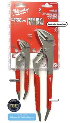 Milwaukee 6  In. And 10  In. Straight Jaw Reaming Pliers 2 Piece Plier Set