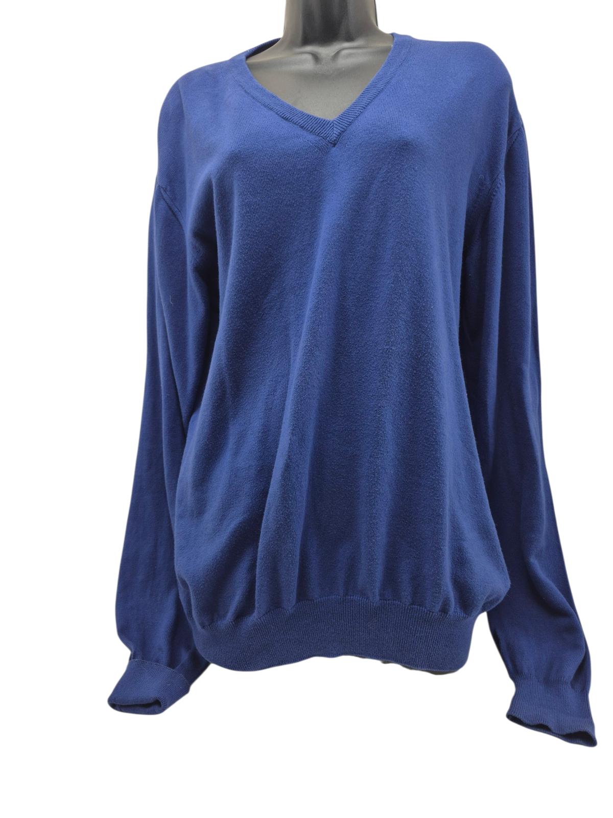 Men's Ballantyne 100% Cashmere Blue V-Neck Sweater Made In Italy