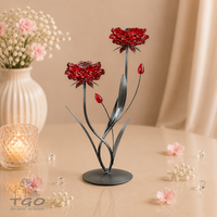 Formano Teelichthalter Leuchter 2Flm. 37Cm BlüTe Rot-Silber- 636317