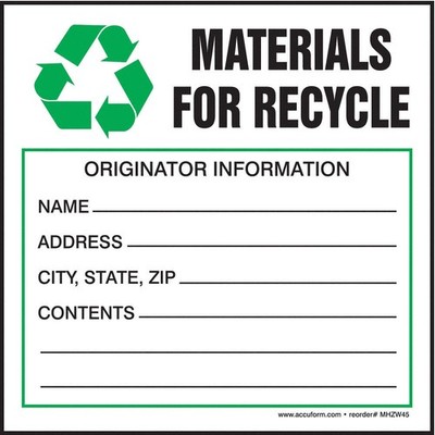 ACCUFORM MHZW45EVL DOT Handling Label,Waste,6'' W,PK250 8EXX7