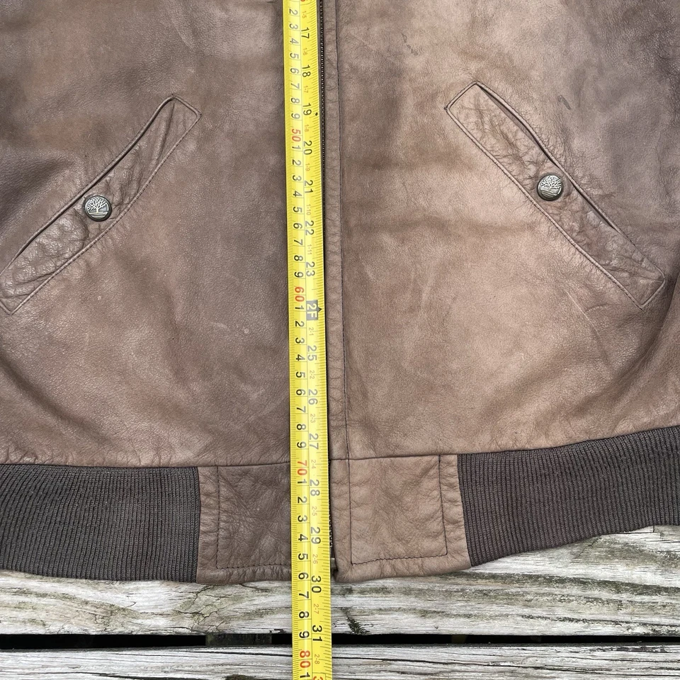 Vintage Timberland Weathergear Bomber Jacket Coat Leather Men's Small Brown - Image 4 of 4