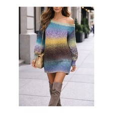 Ramy Brook Sweater Dress Womens Size XS Blue Mohair Wool Long Sleeve Knit 