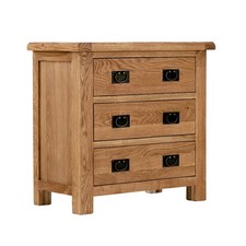 Roseland Furniture Zelah Solid Oak 3 Drawer Chest of Drawers RRP £303
