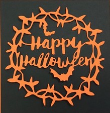 Round Happy Halloween with Bats Die Cut Embellishments 5 pcs Scrapbook Cards