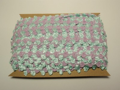 20+ Yards Rococo Floral Florette Rosette Mint & Violet Ribbon Trim